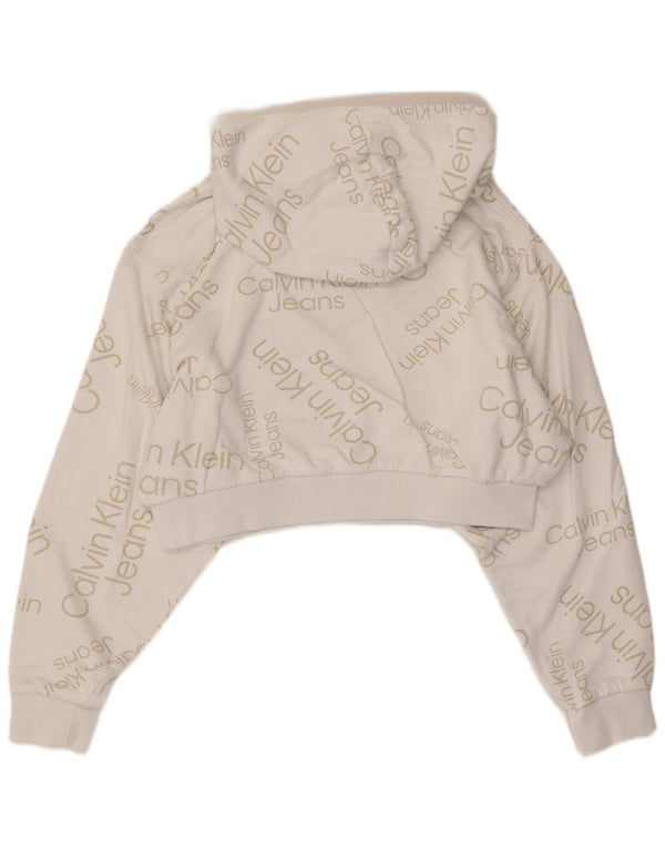 Calvin Klein Jeans Womens Oversized Crop Hoodie Jumper UK 10 Small White