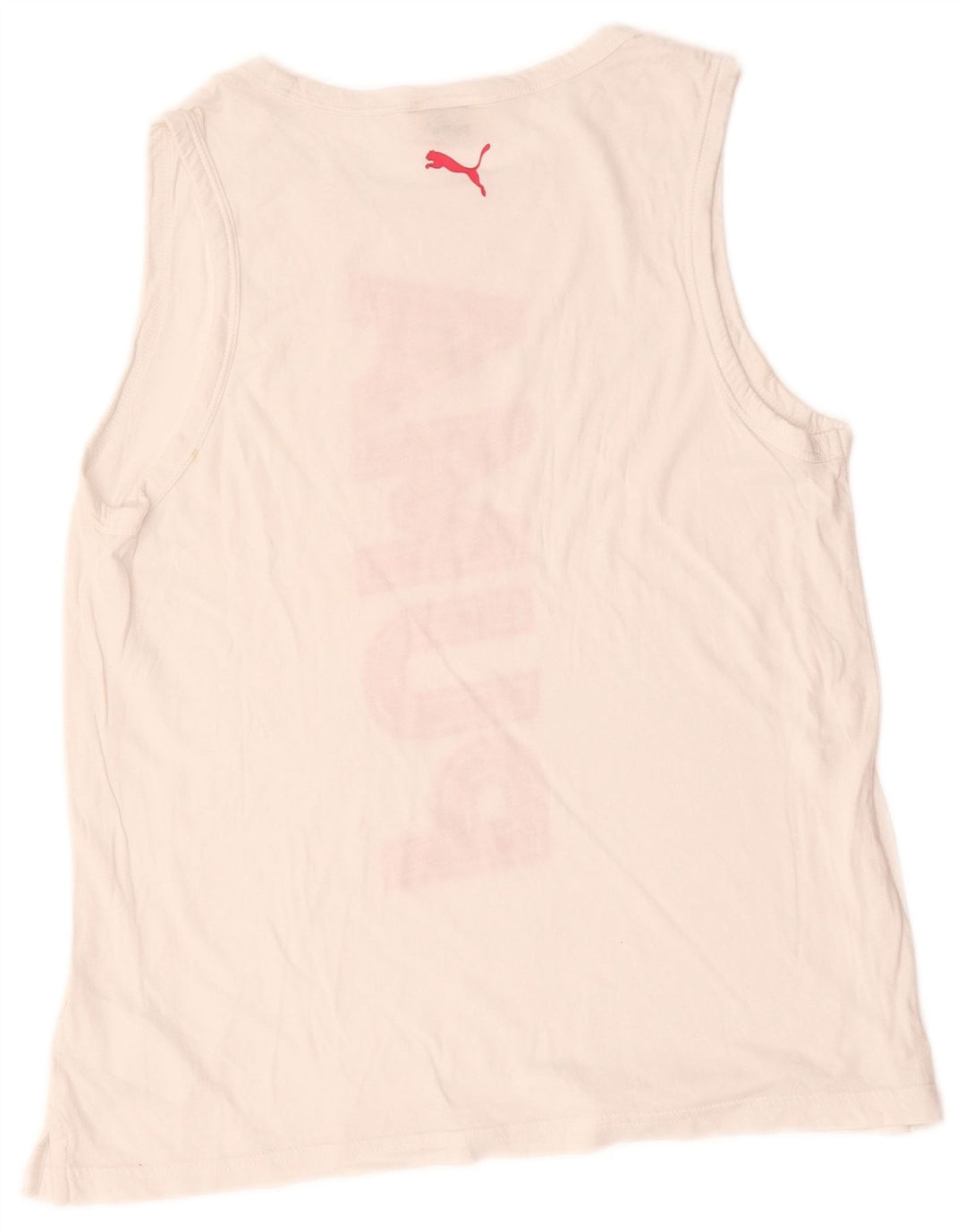 Puma Womens Oversized Graphic Vest Top UK 10 Small White Cotton