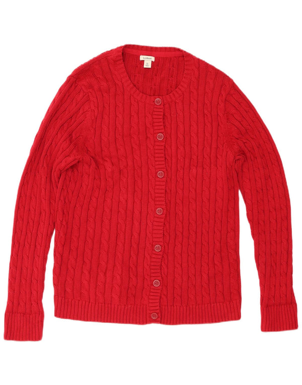 L.L.Bean Womens Cardigan Sweater UK 18 XL Red Cotton