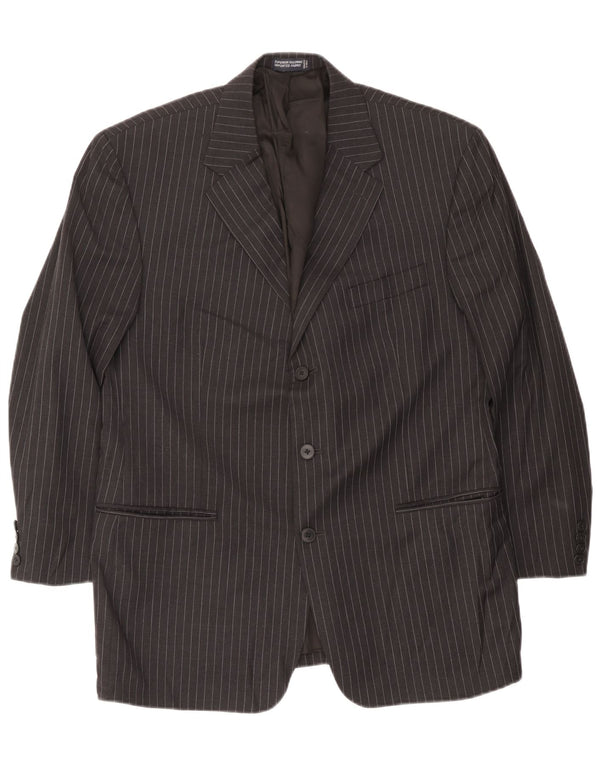 Nautica Mens 3 Button Blazer Jacket UK 44 2XL Black Pinstripe Wool
