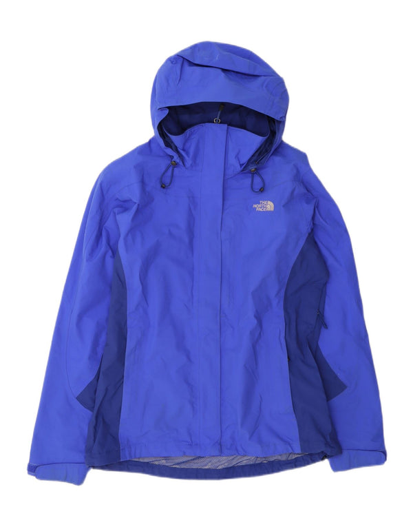 The North Face Womens Hooded Rain Jacket UK 14 Medium Blue Colourblock
