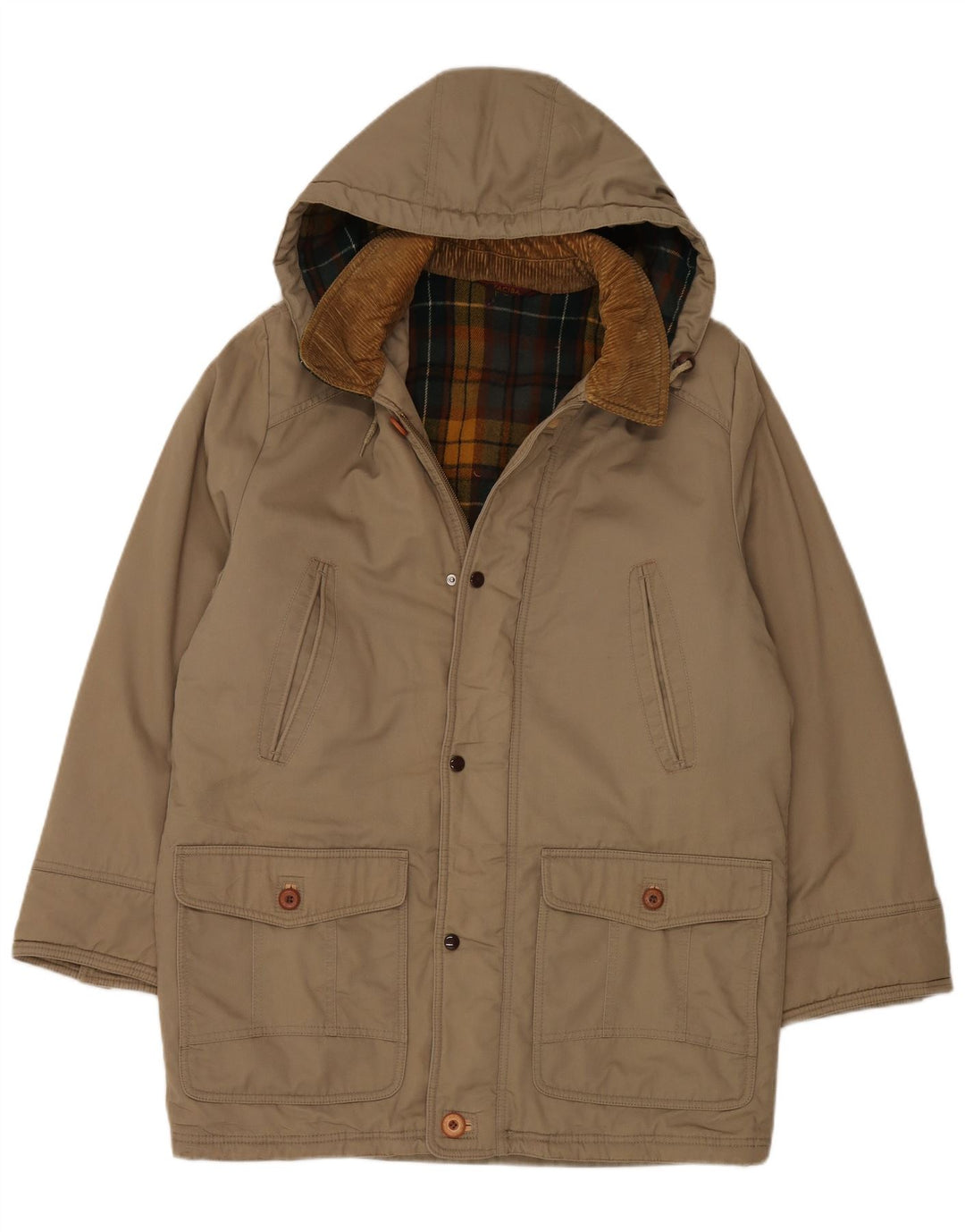 Faciba Mens Hooded Overcoat IT 54 2XL Khaki Polyester