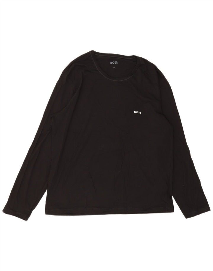 HUGO BOSS Mens Top Long Sleeve 2XL Black Cotton