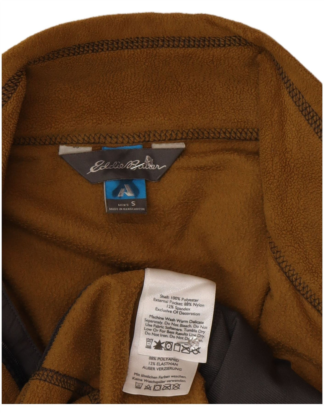 Eddie Bauer Mens Fleece Jacket UK 36 Small Brown Colourblock Polyester