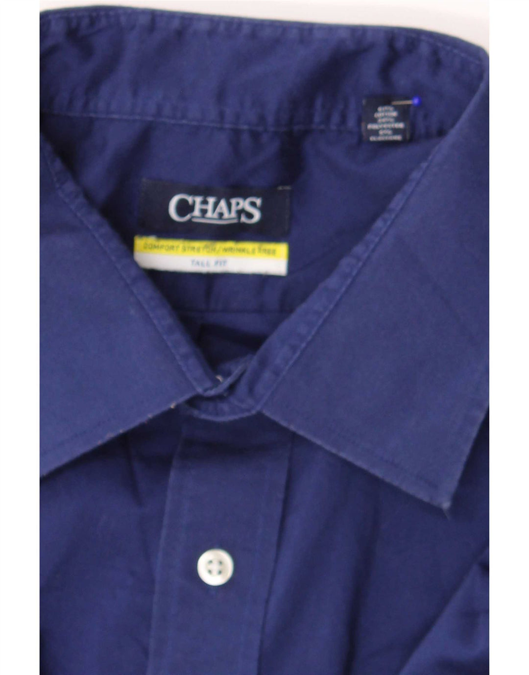 Chaps Mens Tall Shirt Size 18 2XL Blue Cotton