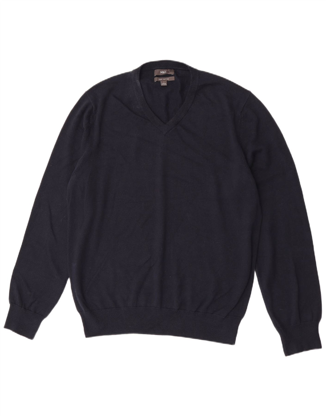 Marks & Spencer Mens V-Neck Jumper Sweater Large Navy Blue