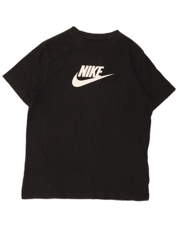 NIKE Girls Loose Fit Graphic T-Shirt Top 13-14 Years XL Black Cotton