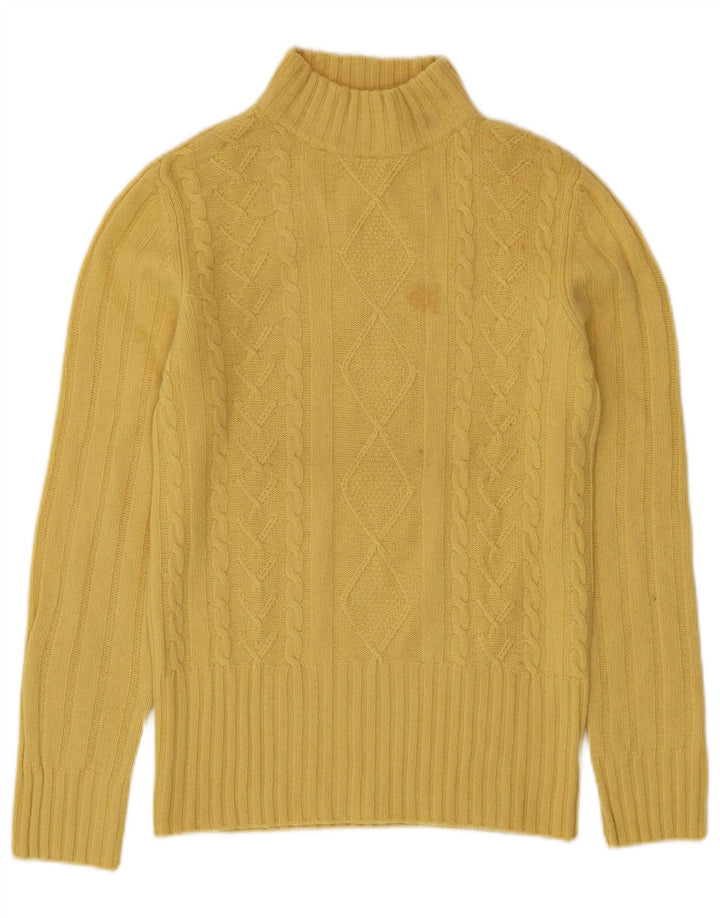 BENETTON Womens Turtle Neck Jumper Sweater UK 10 Small Yellow