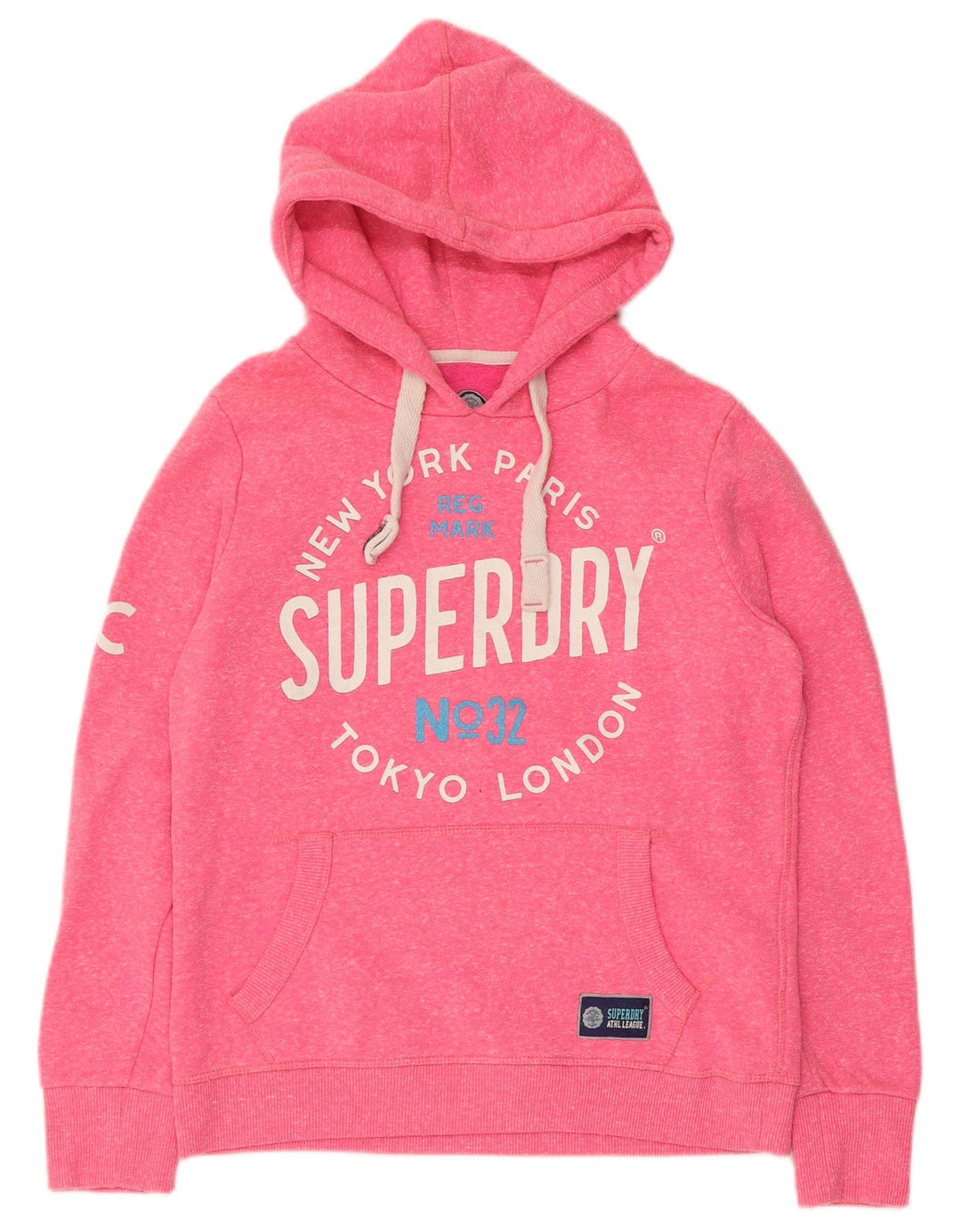 Superdry Womens Graphic Hoodie Jumper UK 14 Medium Pink Polyester