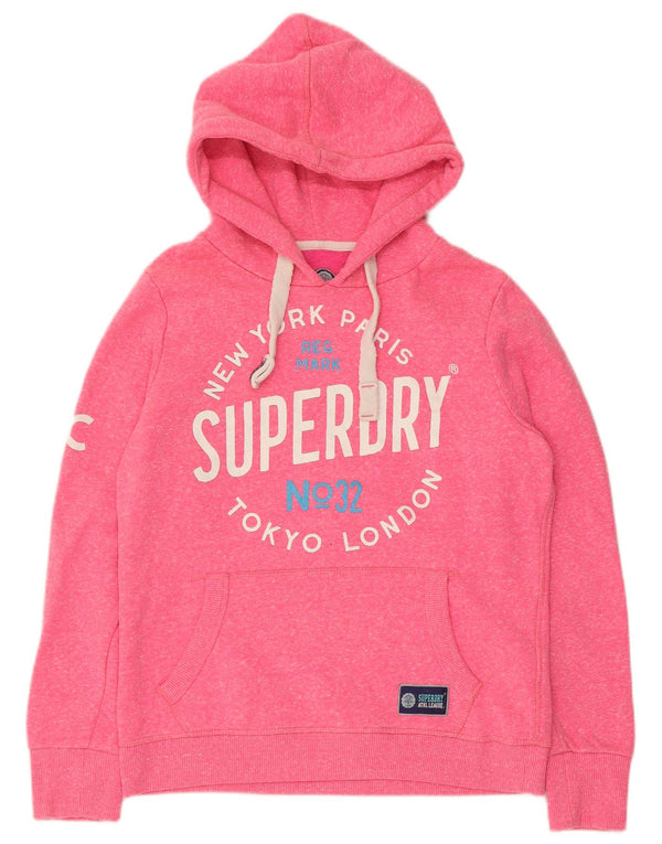 Superdry Womens Graphic Hoodie Jumper UK 14 Medium Pink Polyester