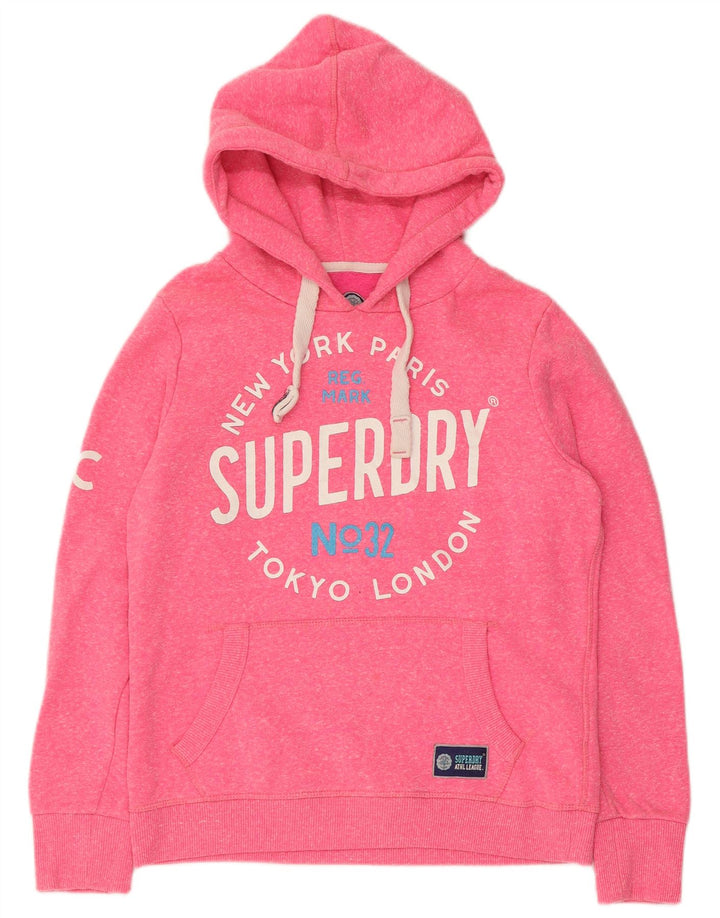 Superdry Womens Graphic Hoodie Jumper UK 14 Medium Pink Polyester