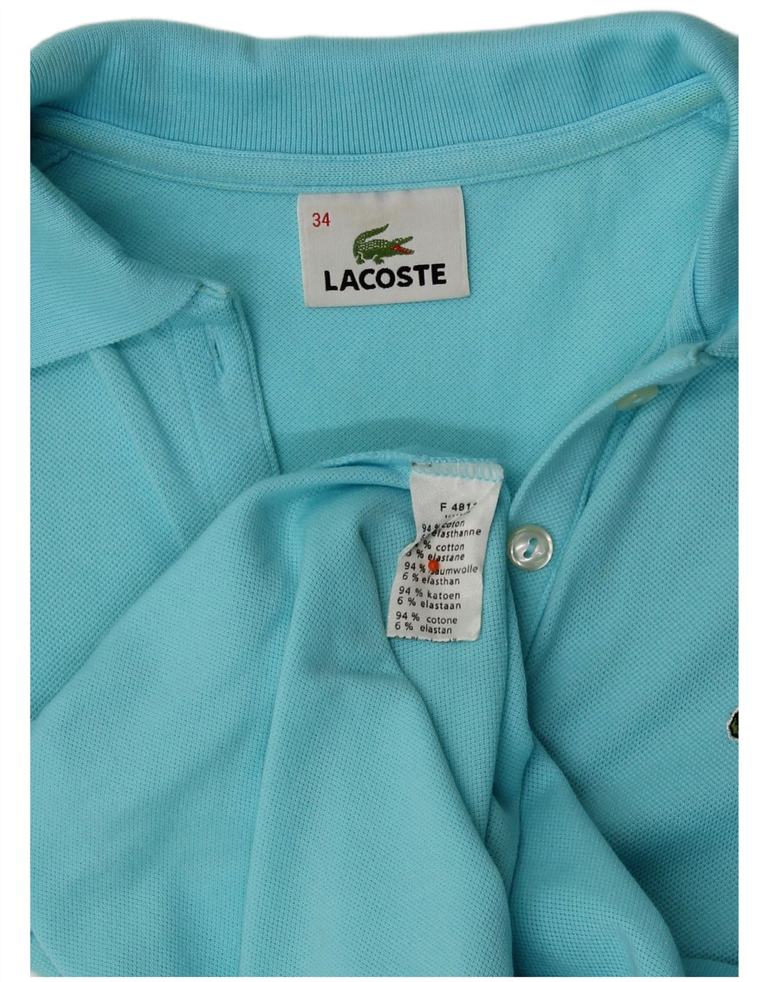 Lacoste Womens Polo Shirt Size 34 Small Blue Cotton