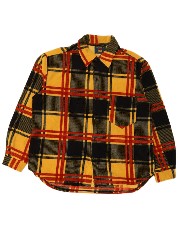 VINTAGE Mens Overshirt Fleece Shirt Large Multicoloured Plaid Polyester