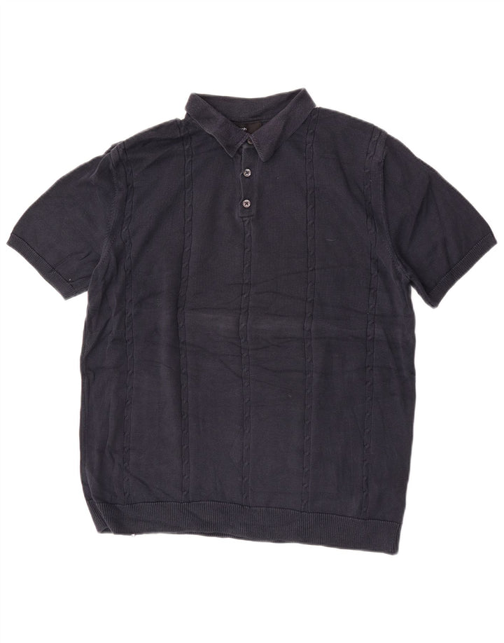 Marks & Spencer Mens Autograph Polo Neck Jumper Sweater Medium Navy Blue