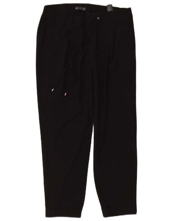 Marks & Spencer Womens Tapered Casual Trousers UK 16 Large W36 L27 Black