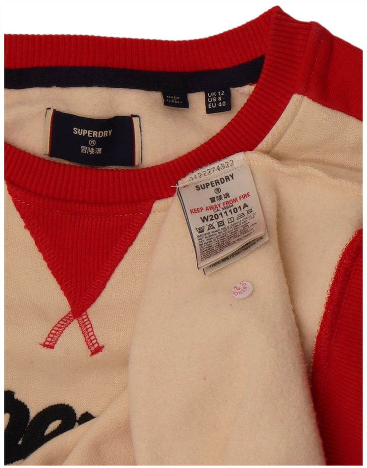 Superdry Womens Sweatshirt Jumper UK 12 Medium Off White Colourblock