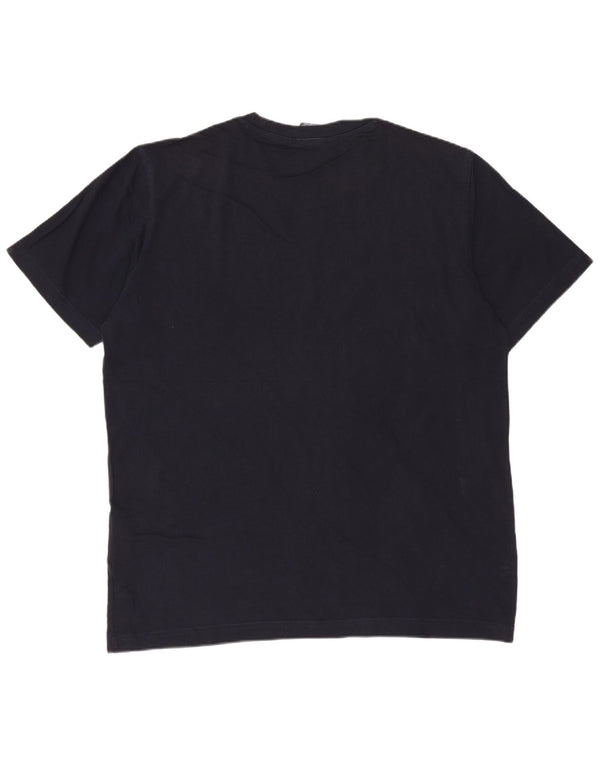 Champion Mens Graphic T-Shirt Top Medium Navy Blue Cotton