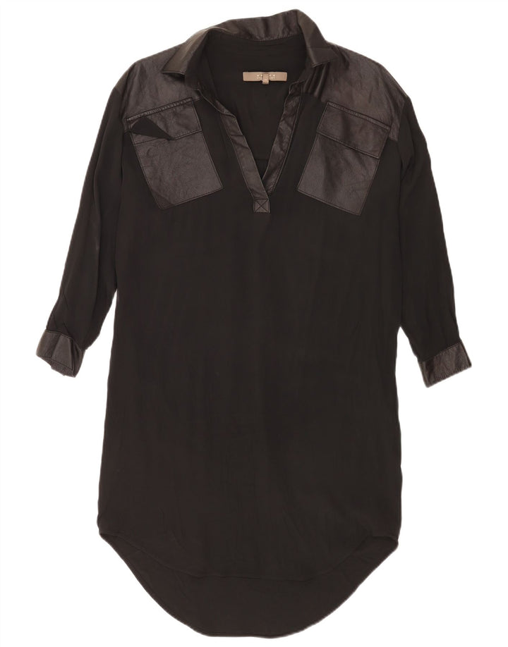 Vintage Womens Oversized Shift Dress UK 14 Medium Black Acetate