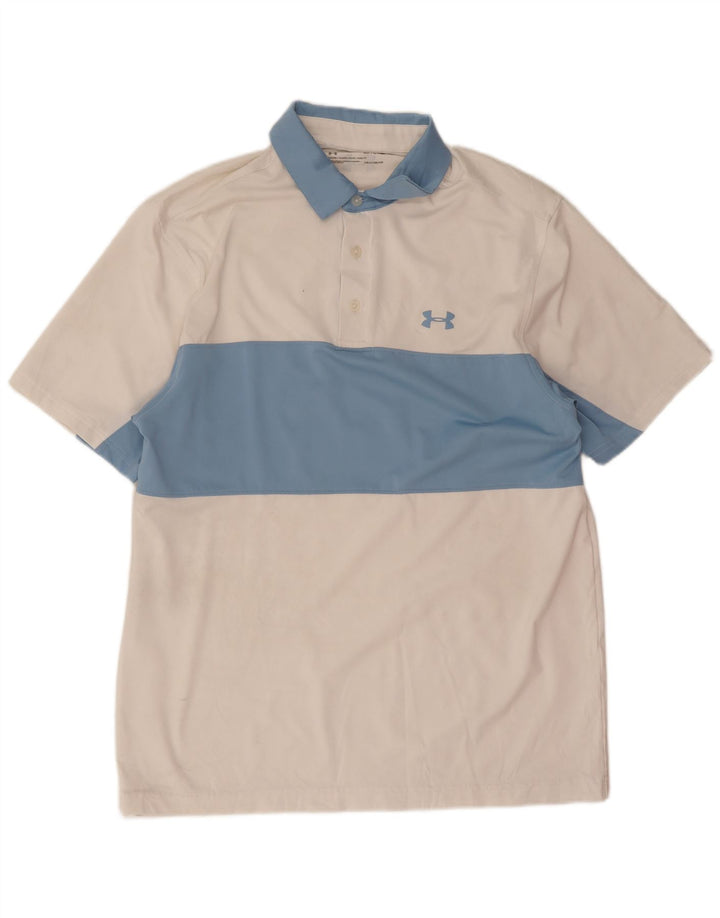 Under Armour Mens Polo Shirt Medium White Colourblock