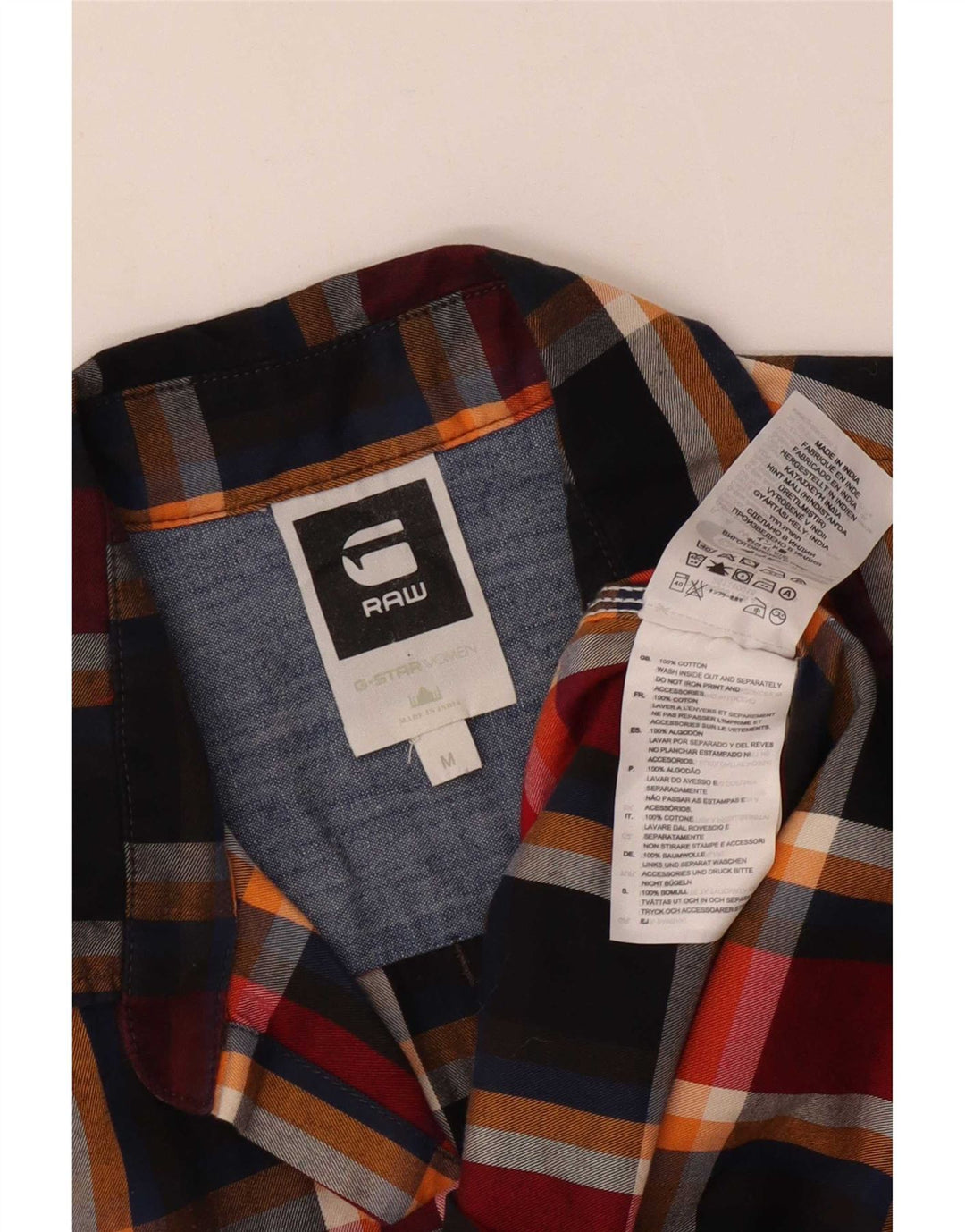 G-Star Mens Flannel Shirt Medium Multicoloured Check Cotton