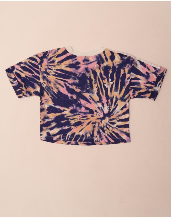 Adidas Womens Crop Graphic T-Shirt Top UK 12 Medium Multicoloured Tie Dye