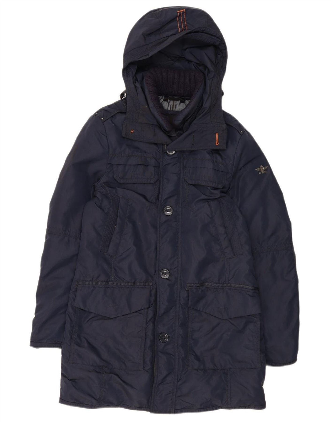 Dekker Mens Hooded Padded Coat UK 36 Small Navy Blue Polyamide