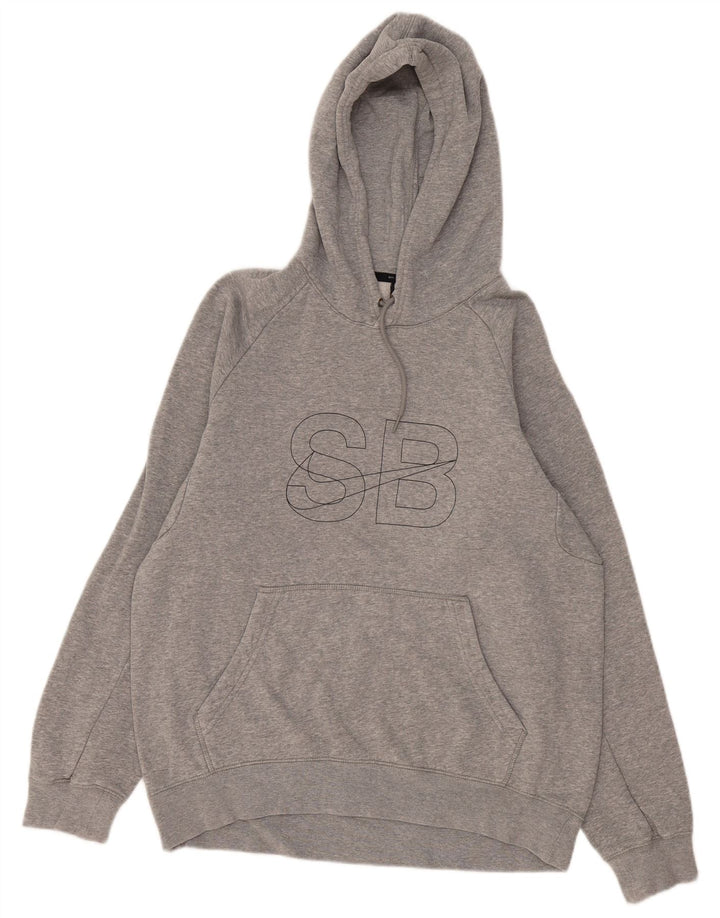 Nike Mens Graphic Hoodie Jumper Medium Grey Flecked Cotton