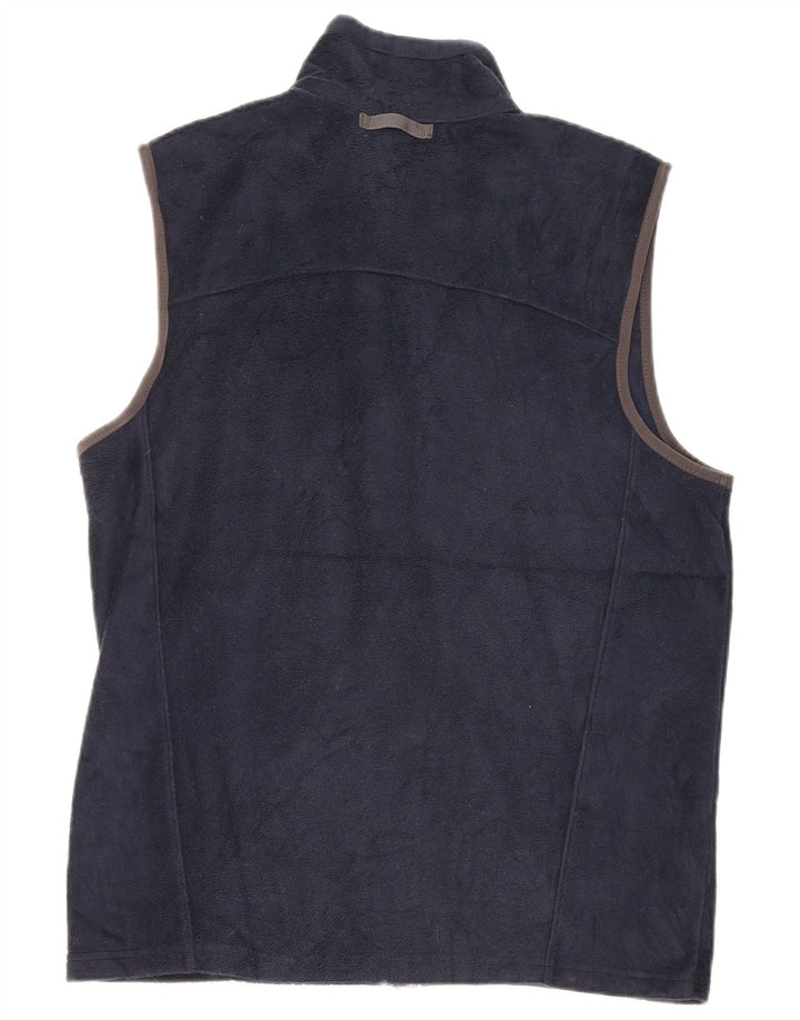 EDDIE BAUER Mens Fleece Gilet UK 36 Small Navy Blue Polyester