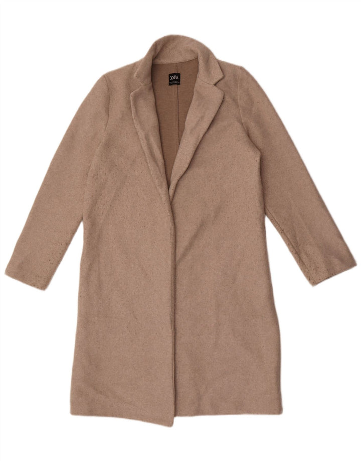 Zara Womens Open Overcoat UK 14 Medium Grey Polyester