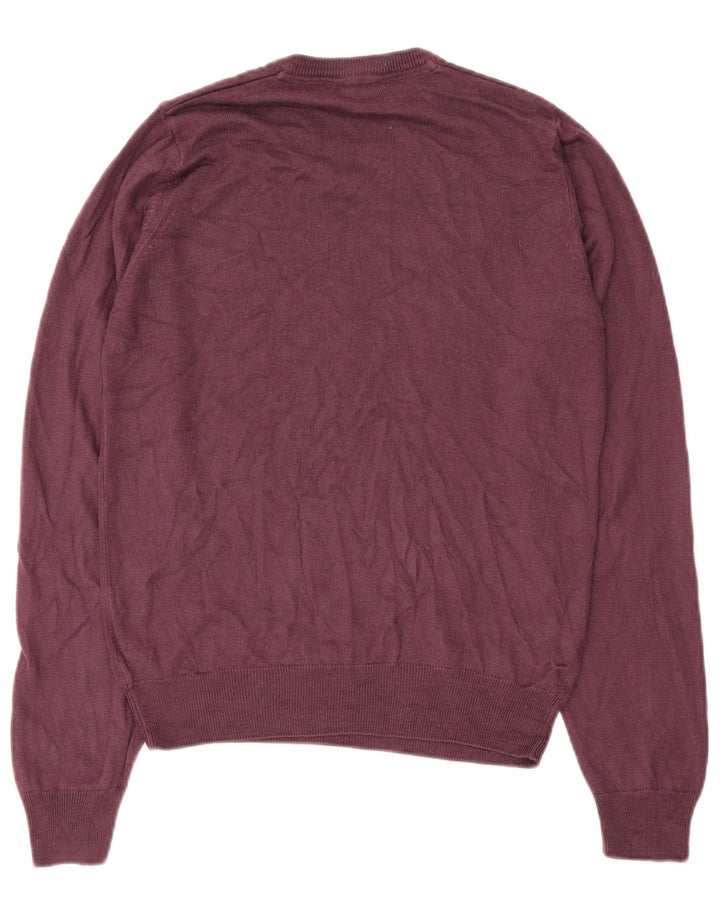 Marks & Spencer Mens Regular Fit V-Neck Jumper Sweater Small Burgundy