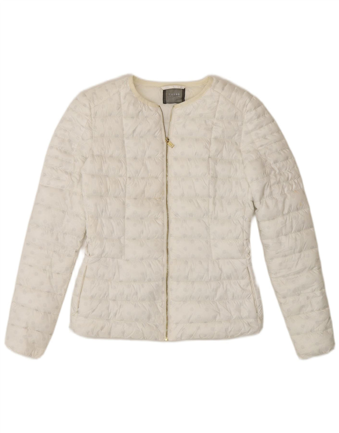 Guess Womens Padded Jacket UK 6 XS White Spotted Polyester