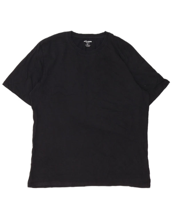 Jack & Jones Mens T-Shirt Top 2XL Black Cotton