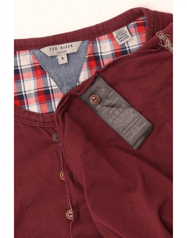 Ted Baker Womens Top Long Sleeve Size 5 XL Maroon Cotton