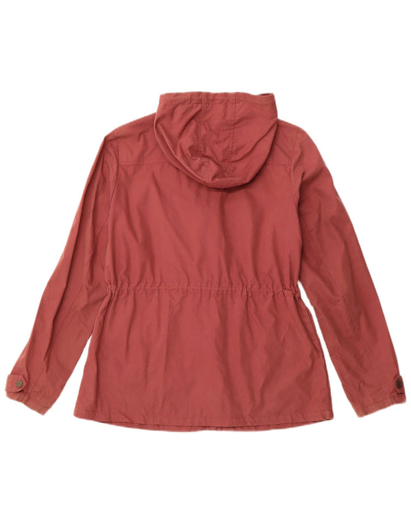 FAT FACE Womens Hooded Duffle Jacket UK 12 Medium Maroon Cotton