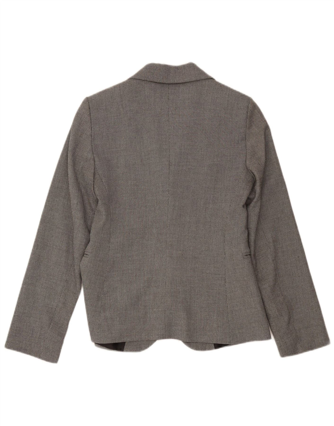 Benetton Womens 1 Button Blazer Jacket UK 8 Small Grey Spotted Polyester
