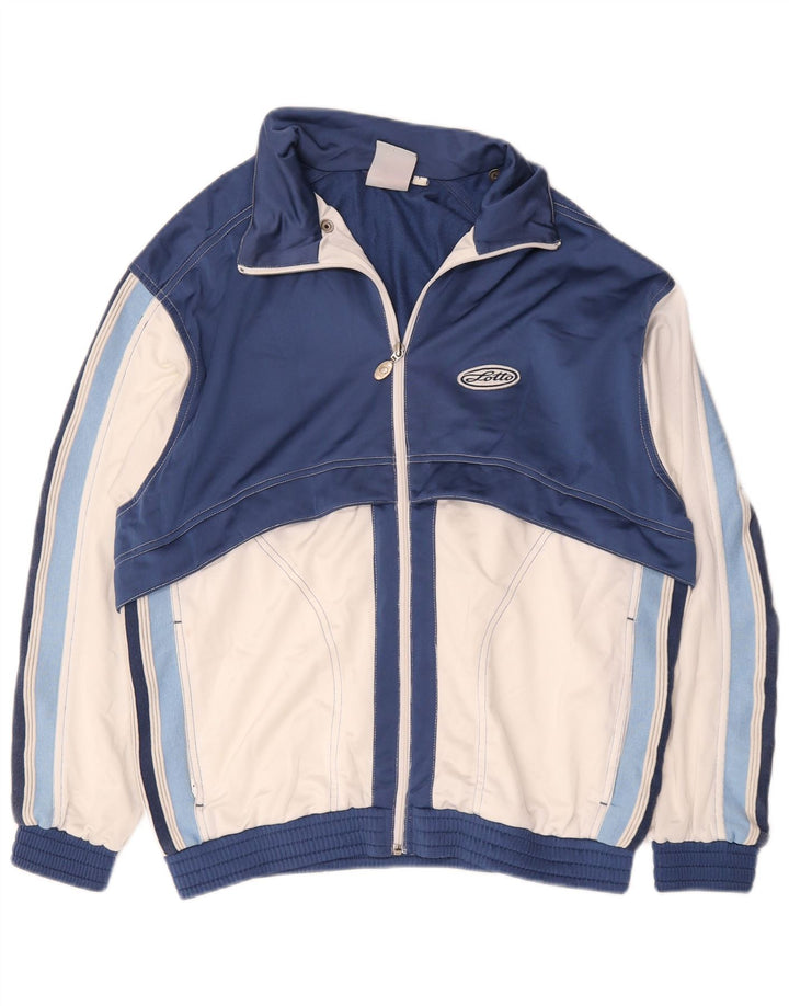 Lotto Mens Tracksuit Top Jacket Large Navy Blue Colourblock Polyester