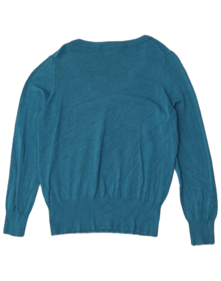 Marks & Spencer Womens V-Neck Jumper Sweater UK 14 Medium Turquoise Viscose