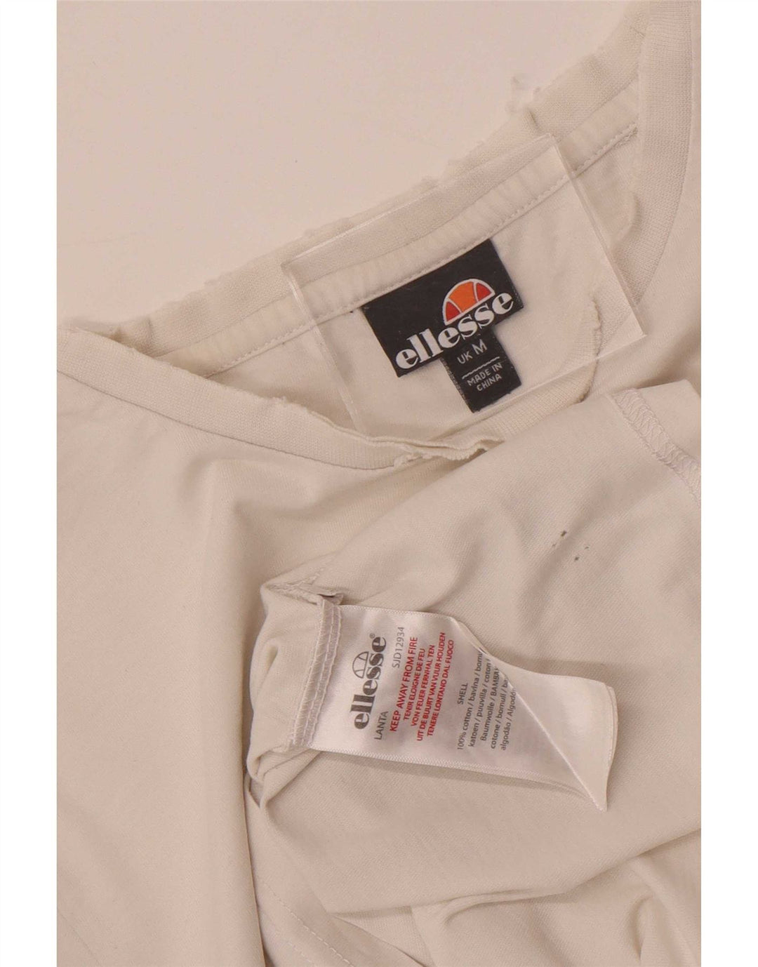 Ellesse Mens Graphic T-Shirt Top Medium White Colourblock Cotton