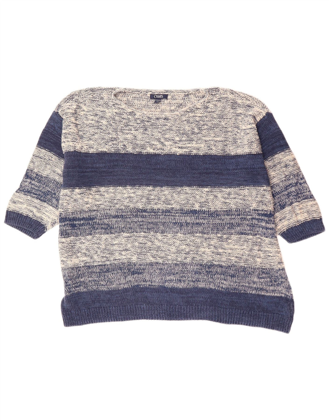 CHAPS Womens 3/4 Sleeve Boat Neck Jumper Sweater UK 22 3XL Grey Striped