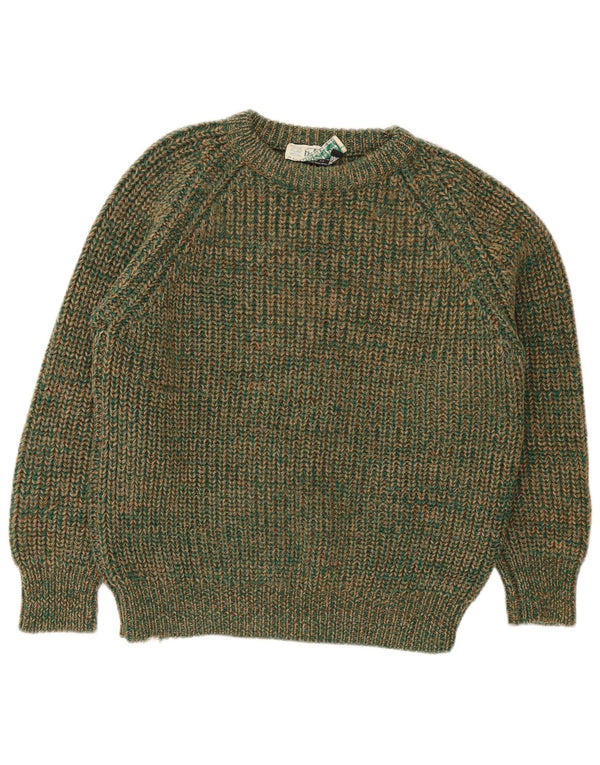 Vintage Womens Crew Neck Jumper Sweater IT 42 Medium Green Flecked Wool