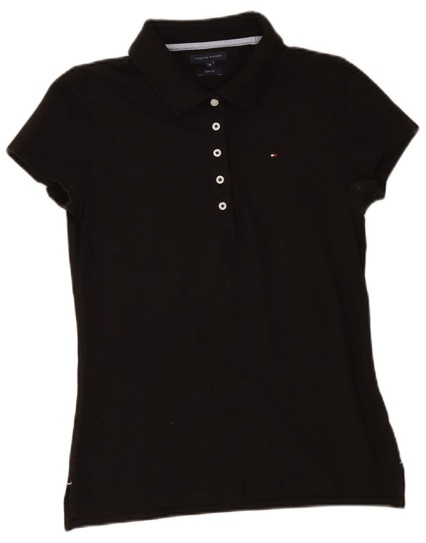 Tommy Hilfiger Womens Slim Fit Polo Shirt UK 12 Medium Black