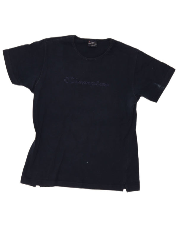 Champion Womens Graphic T-Shirt Top UK 14 Medium Navy Blue Cotton