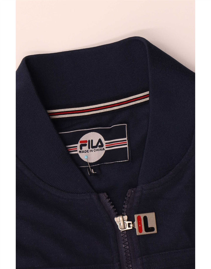 Fila Mens Tracksuit Top Jacket Large Navy Blue Cotton