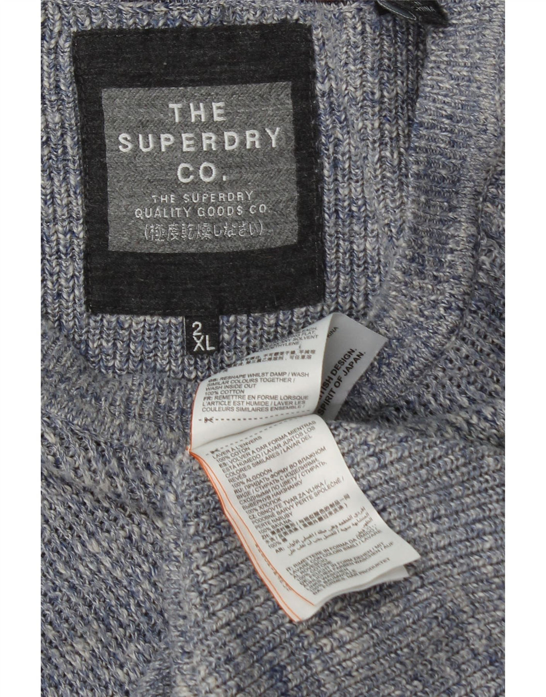SUPERDRY Womens Longline Boat Neck Jumper Sweater UK 20 2XL Blue Cotton