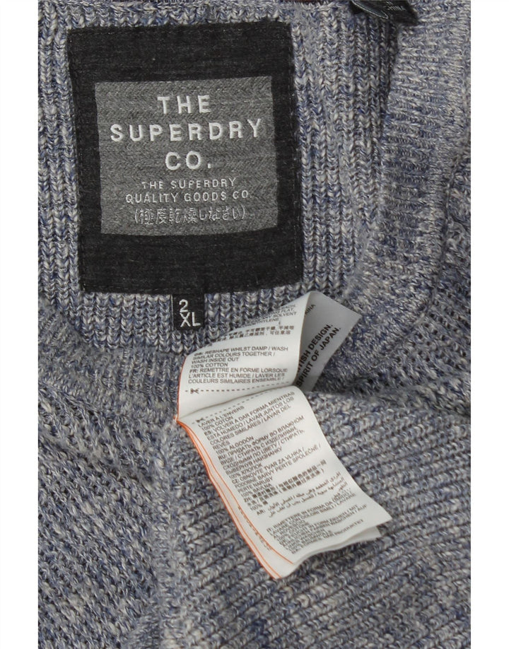 SUPERDRY Womens Longline Boat Neck Jumper Sweater UK 20 2XL Blue Cotton