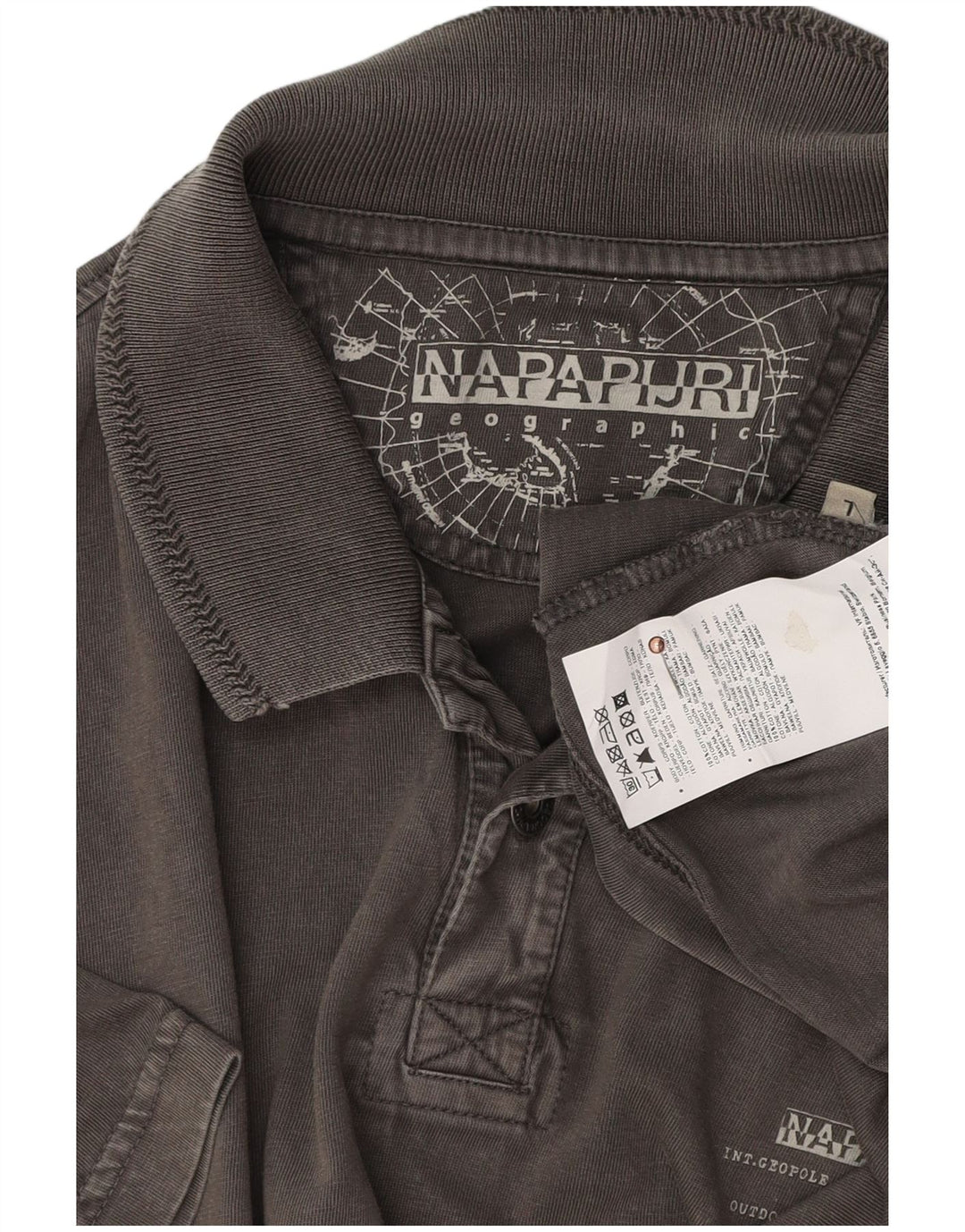 NAPAPIJRI Mens Polo Shirt Large Grey Cotton