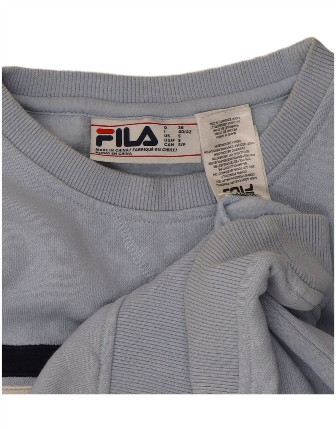 FILA Womens Oversized Sweatshirt Jumper UK 10 Small Blue Colourblock