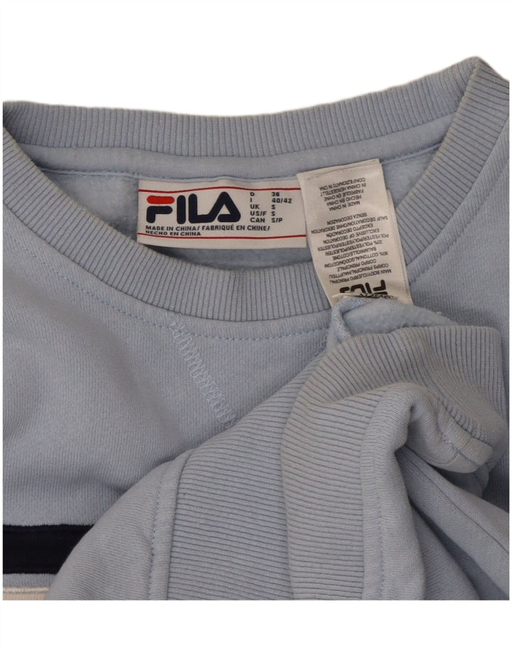 FILA Womens Oversized Sweatshirt Jumper UK 10 Small Blue Colourblock