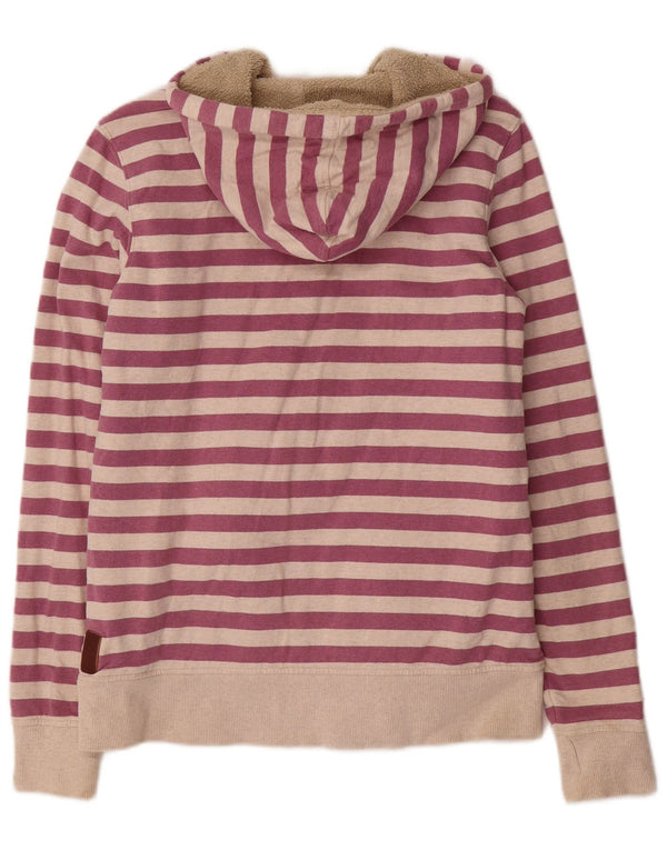 Fat Face Womens Zip Hoodie Sweater UK 12 Medium Purple Striped Cotton