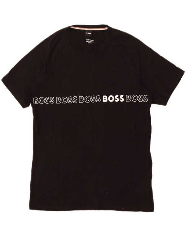 HUGO BOSS Mens Slim Fit Graphic T-Shirt Top 2XL Black Cotton
